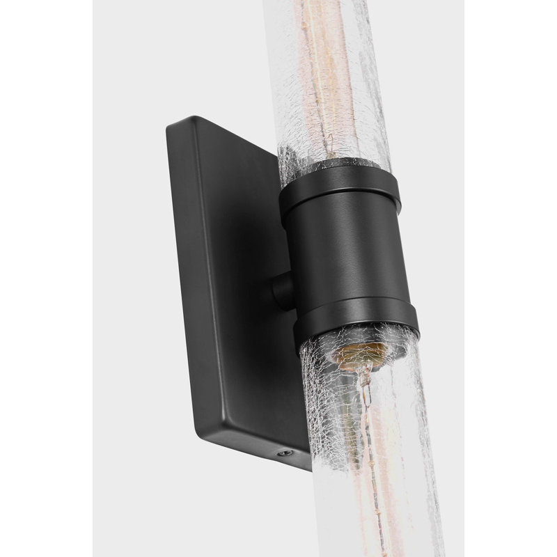 Keaton Two Light Vanity, 30" H x 5" W x 3.63" D, Crackle, Midnight Black