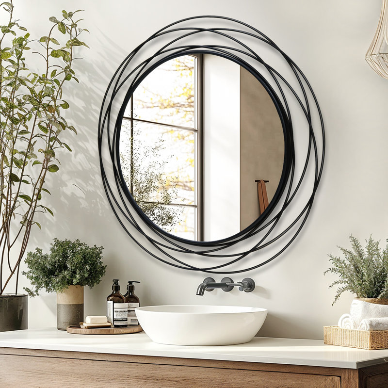 Miroir d'appoint mural 32 po, Noir