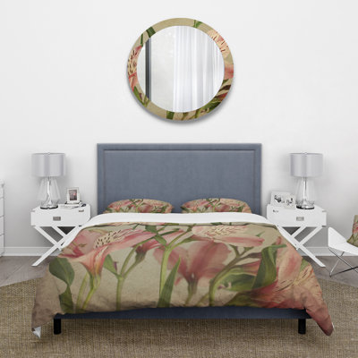Pink/Green Microfiber Duvet Cover Set