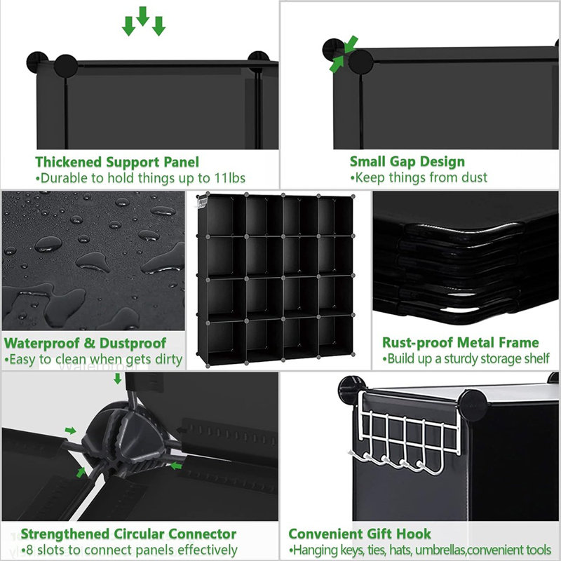 Cube Storage Organizer, 16-Cube Shelves Units, Plastic S...