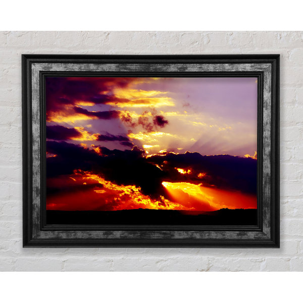 Sun Rays Frame Image Bright Star Red Sunrays Through The Clouds - Single Picture Frame Print ...