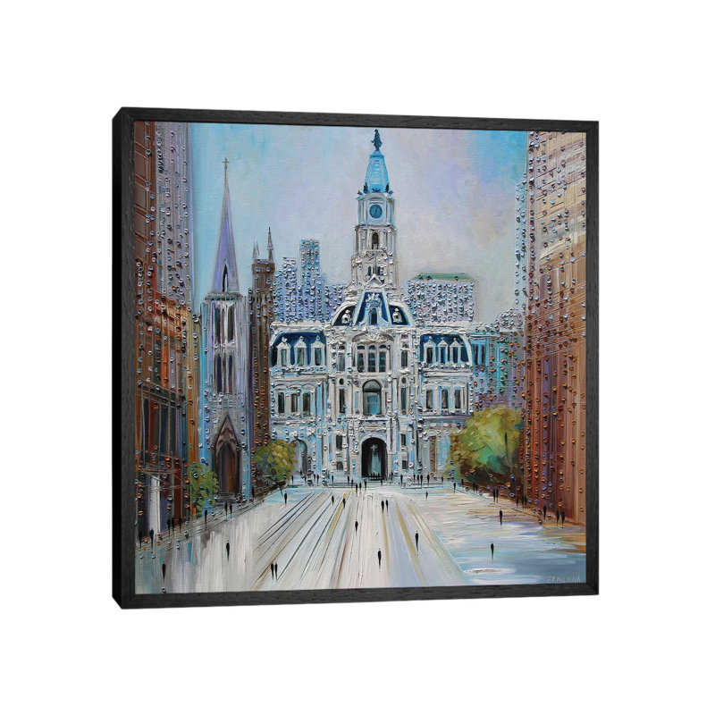 City Hall Philadelphia by Ekaterina Ermilkina - Print on Canvas, 66.04 cm H x 66.04 cm W, Black Framed