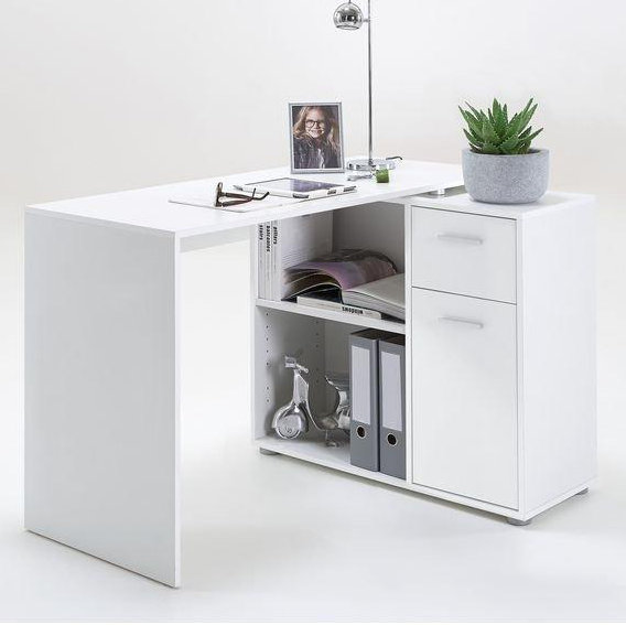 Rioux L-Shaped Writing Desk, White