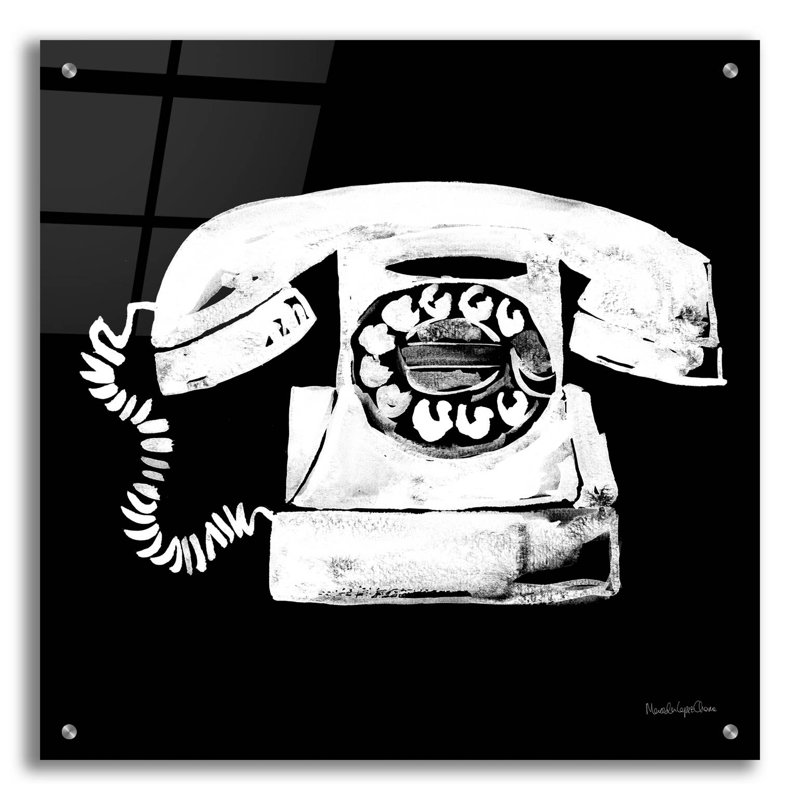 Art mural en verre Winston Porter «Call Me» par Mercedes Lopez, H 24 po x l 24 po x P 0,2 po