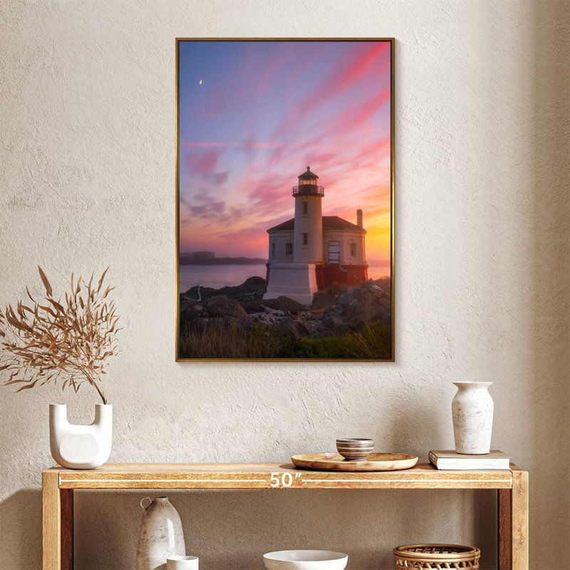 Lighthouse Moon, 25" x 37", Floating Frame Gold