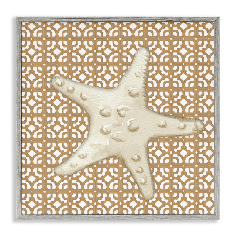 Giclée encadrée de tuiles méditerranéennes et d'étoiles de mer, design par Lee Ann Sanders, H 12 po x l 12 po