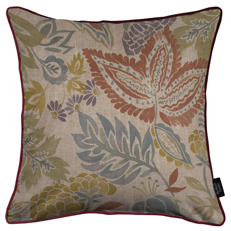 Indoor / Outdoor Floral Square Throw Pillow Cover, 60cm H x 60cm W x 1cm D