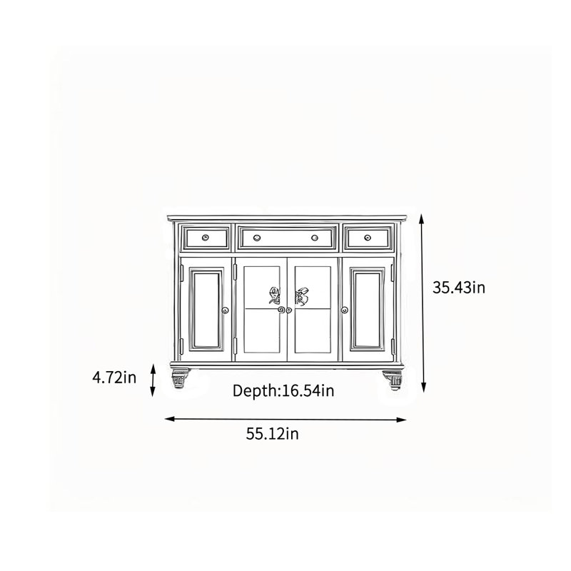 Armoire de rangement pour le salon, H 35,43 po x l 55,12 po x P 16,54 po