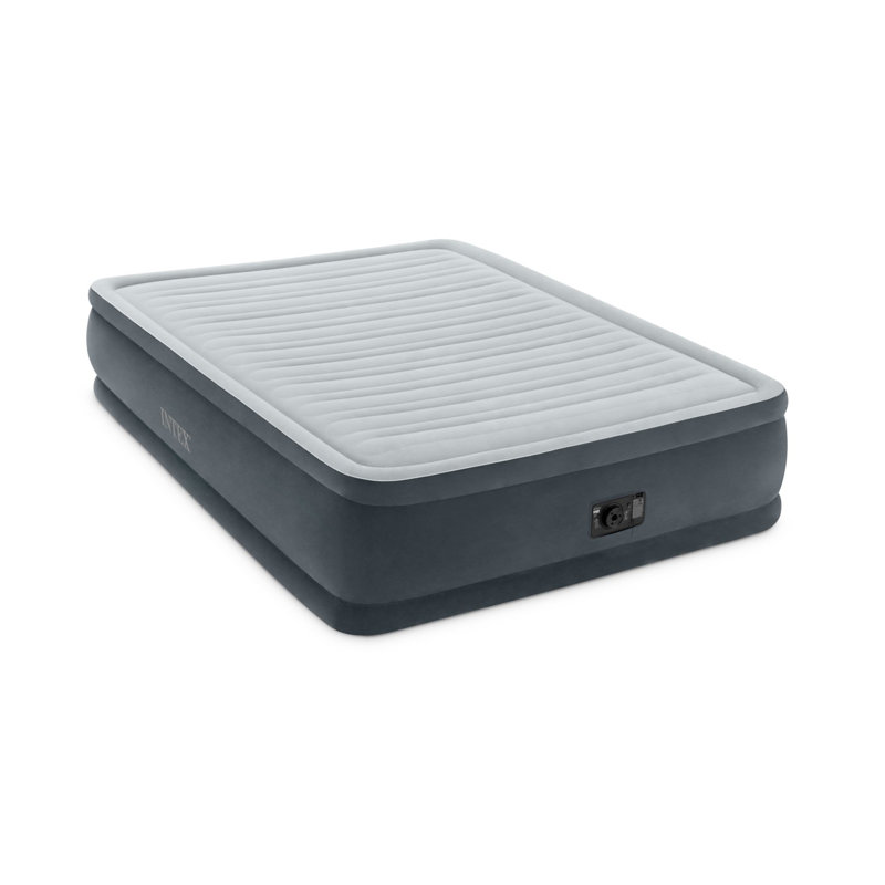 Comfort Plush Gray Queen Raised Air Mattress with Built-in Pump