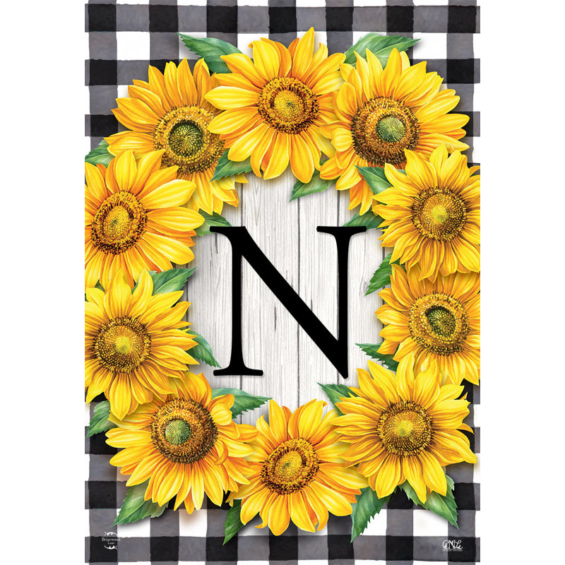 Drapeau de tournesols monogramme et jardin