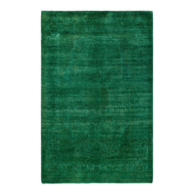 Overyed One-of-a-Kind Rectangle 4'7" X 7'1" New Age Wool Area Rug Green/Black