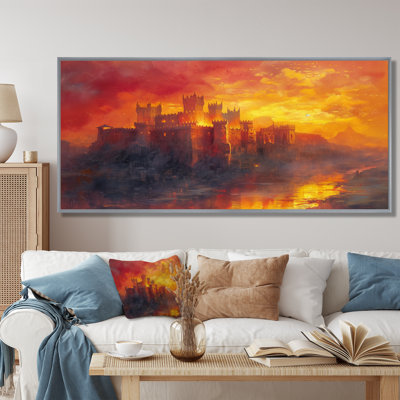 Mystic Red Yellow Fortress Of Power I - Fortress Wall Art Living Room