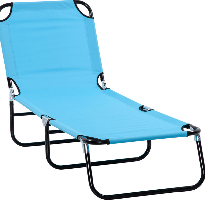 Chaise longue de patio pour la cour - 5 inclinables, structure en acier, tan