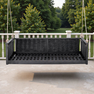 Lit de balançoire extérieur avec système de corde sécuritaire et rotin durable