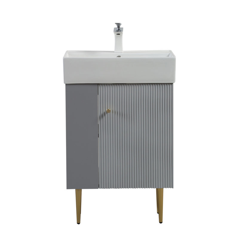 Compact Bathroom Vanity Set With Wood Finish, Contemporary Style For Modern Bathrooms