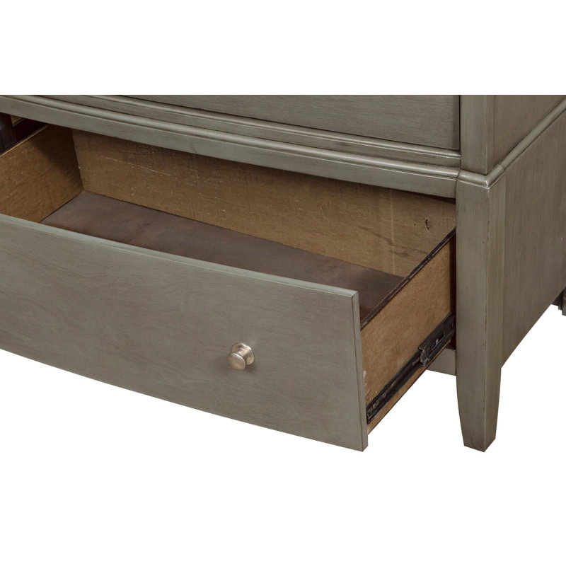 Ensemble de chambre à coucher tapissier à panneaux Guylaine 3 & 1, gris, Très grand