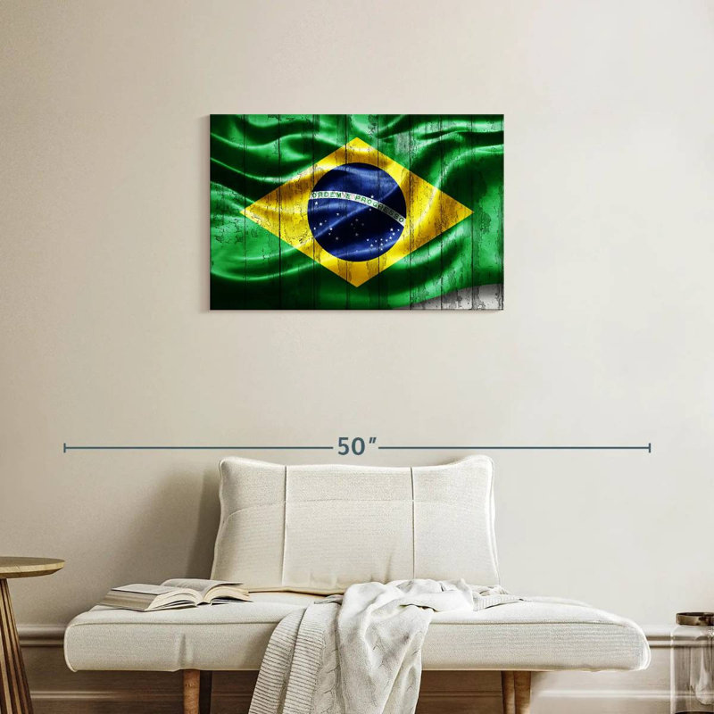 Drapeau du Brésil en bois grunge, H 20 po x l 30 po
