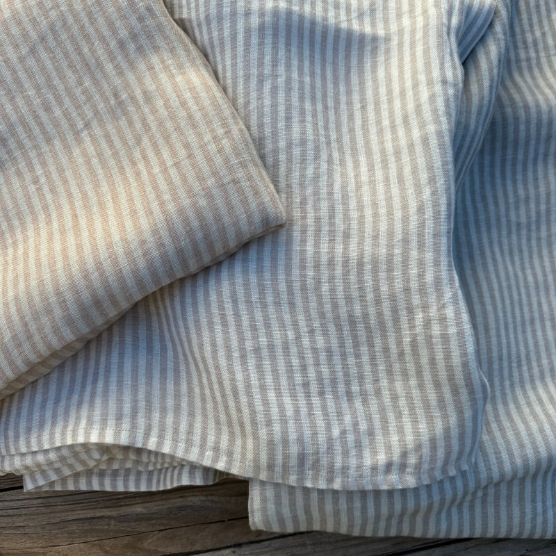 Savannah Stripes Tablecloths, Beige, 62" L x 108" W