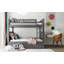 Lit superposé double au dessus d'un lit double avec lit gigogne simple, lit superposé en bois de pin avec garde-corps-2091012102