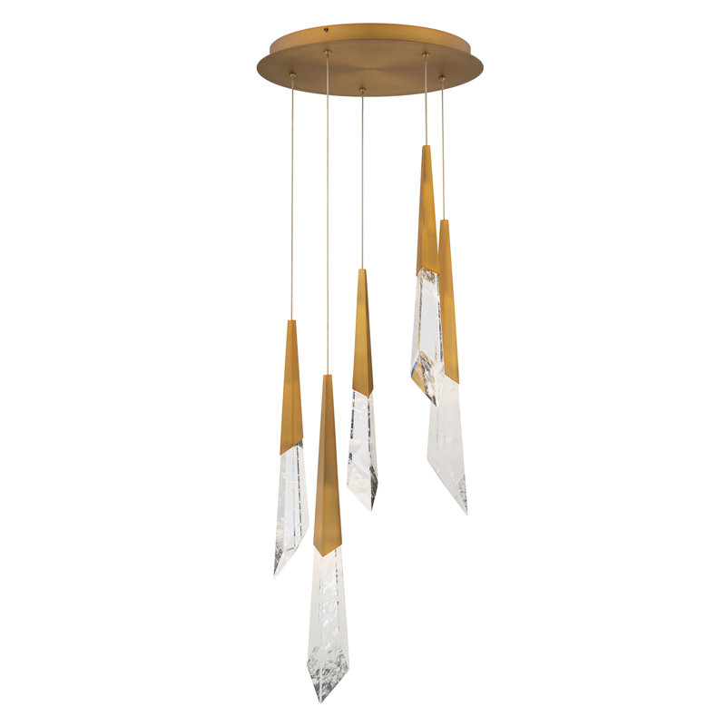 Solitude 5 - Light LED Pendant, Aged Brass