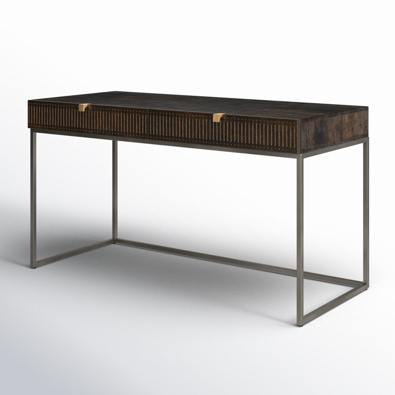 Kelby Solid Wood Writing Desk, Vintage Brown
