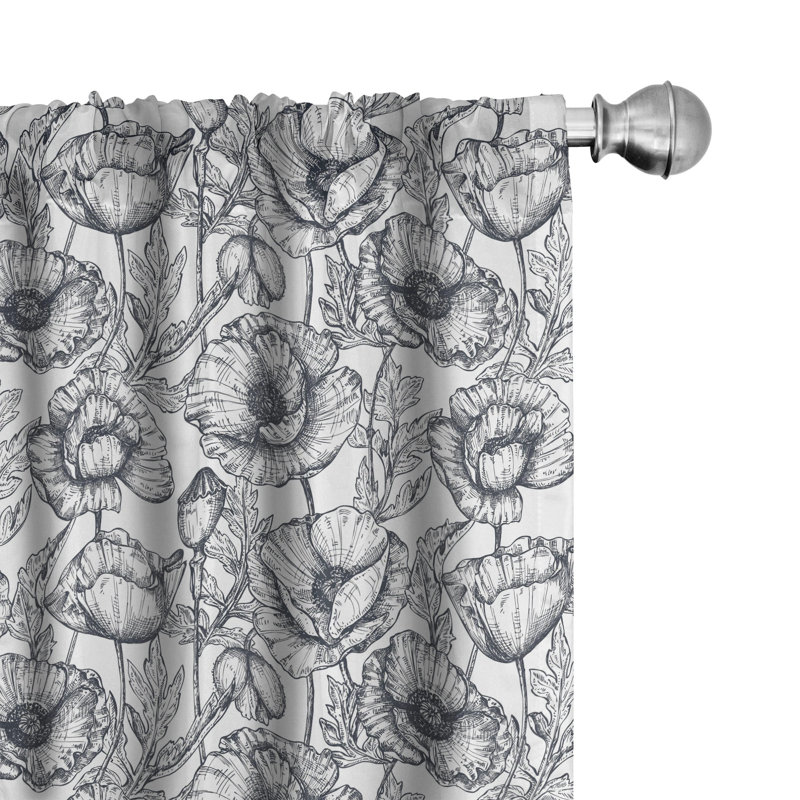 Floral Semi-Sheer Rod Pocket Curtain Panels, 28" x 84"