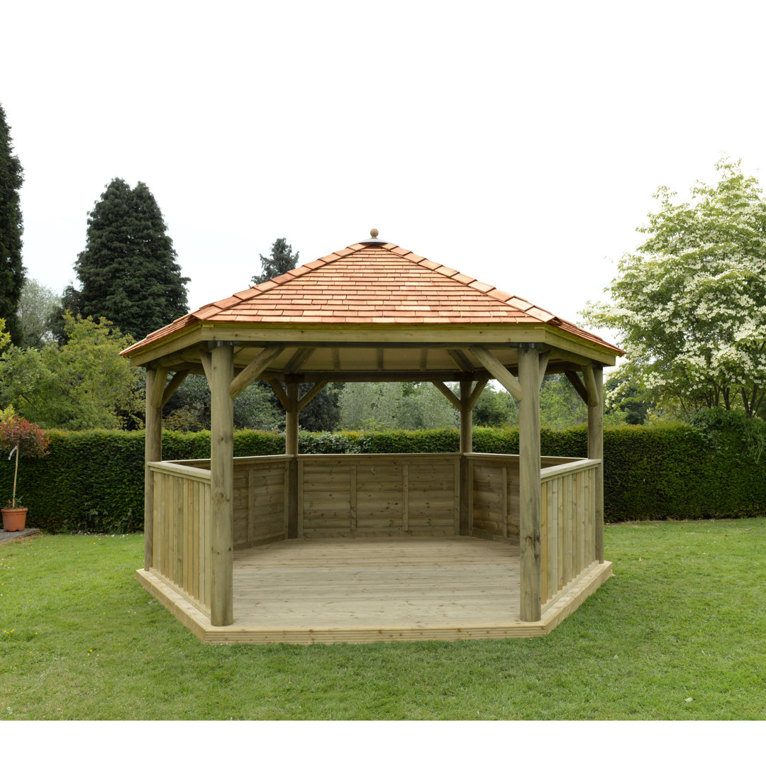 4.9m x 4.3m Wooden  Gazebo with Cedar Roof with Installation Service