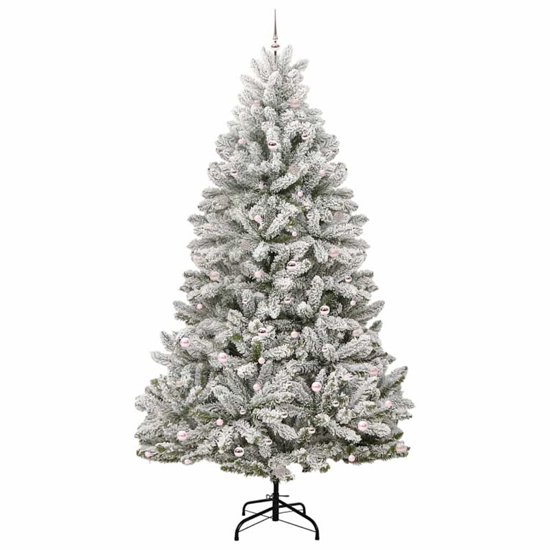 Artificial Christmas Tree Green and White PVC and Metal, 9.84 ft