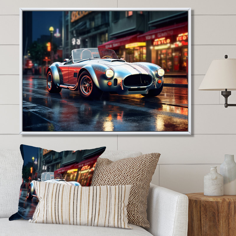 Classics Cobra Car At Night I, H 12 po x l 20 po x P 1 po, Cadre flottant blanc