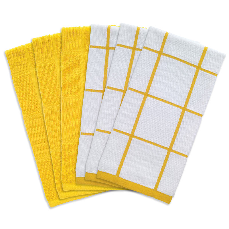 T-fal Solid and Check Dish Cloth, Lemon
