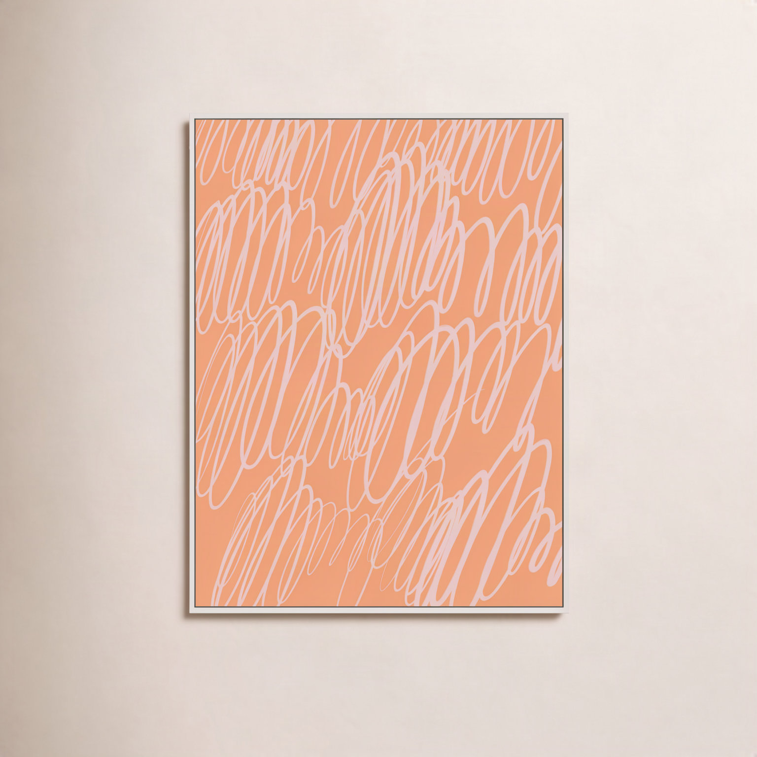 Color Squiggles 4 Print by Jacques Pilon, White Single Structure Framed Canvas, 38" H x 30" W x 1.25" D