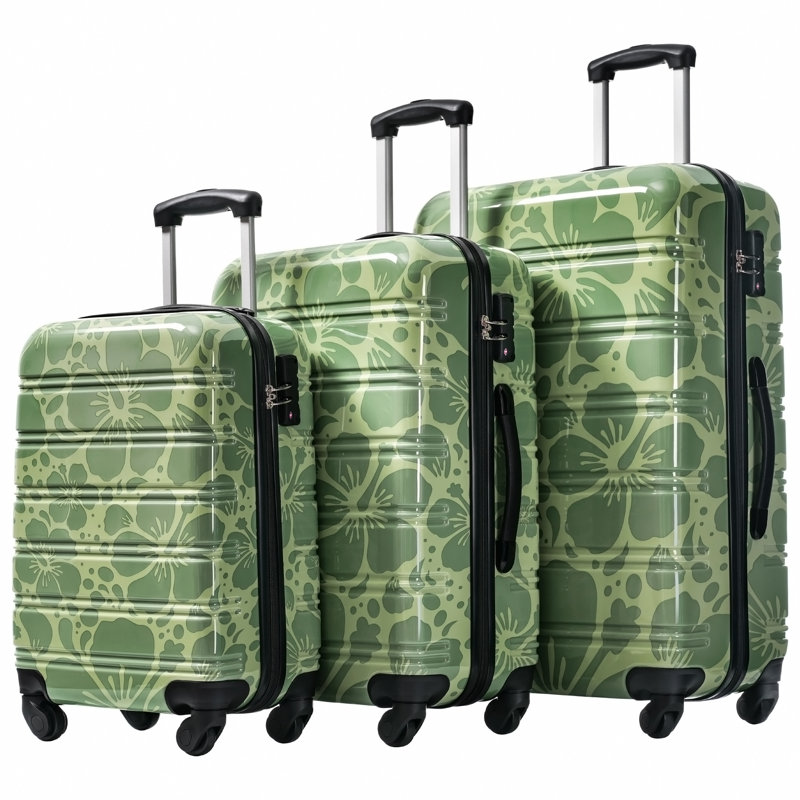 Valise à roulettes 3 pièces Hardshell avec valise TSA, Green