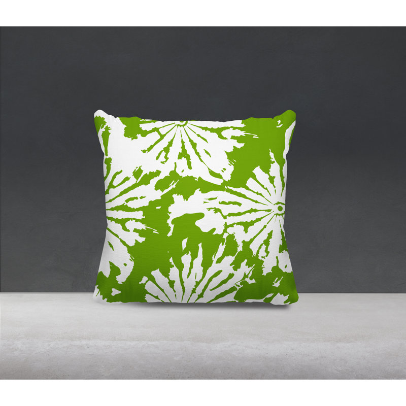 Coussin Cecil, Chartreuse / Blanc, H 15 po x l 15 po