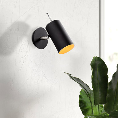Modern Industrial Wall Lamp, Black & Nickel, 9 x 8.7 inches | Metal Body, E27 Socket (Max 40W) | IP20 Rated, Perfect for Scandinavian & Novelty Decor | Stylish Lighting for Home & Office Spaces