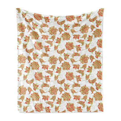 Ambesonne Paisley Fleece Throw Blanket Ottoman Vivid Design