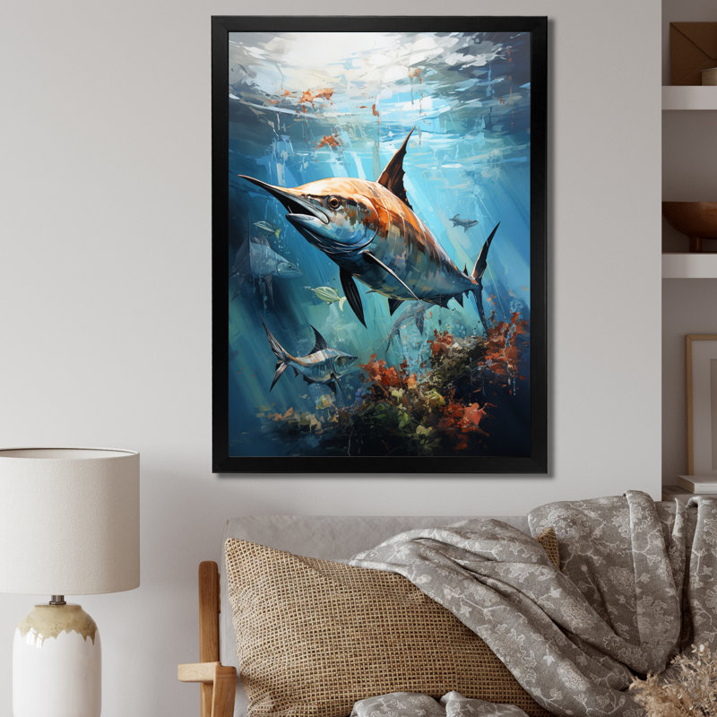Fishing Majestic Marlins III " Fishing Majestic Marlins III ", 40" H x 30" W x 1.5" D, Black Picture Framed