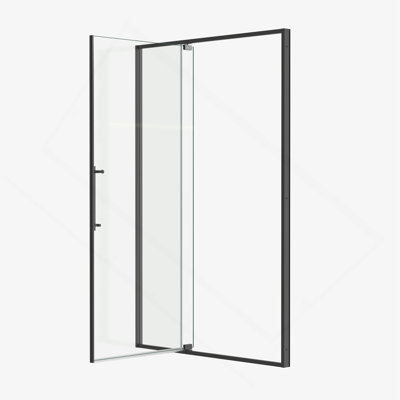 Porte de douche pivotante de 44 à 48 po x H 74 po, ouverte à l'extérieur, arrêt à 105 degrés, avec finition en verre trempé de 5/16 po