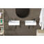 Combiné de lavabo mural de 16 pouces MEJE, petit lavabo de vestiaire, lavabo de salle de bain rectangulaire en céramique - ensemble de lavabo à droite (avec robinet et bonde escamotable)