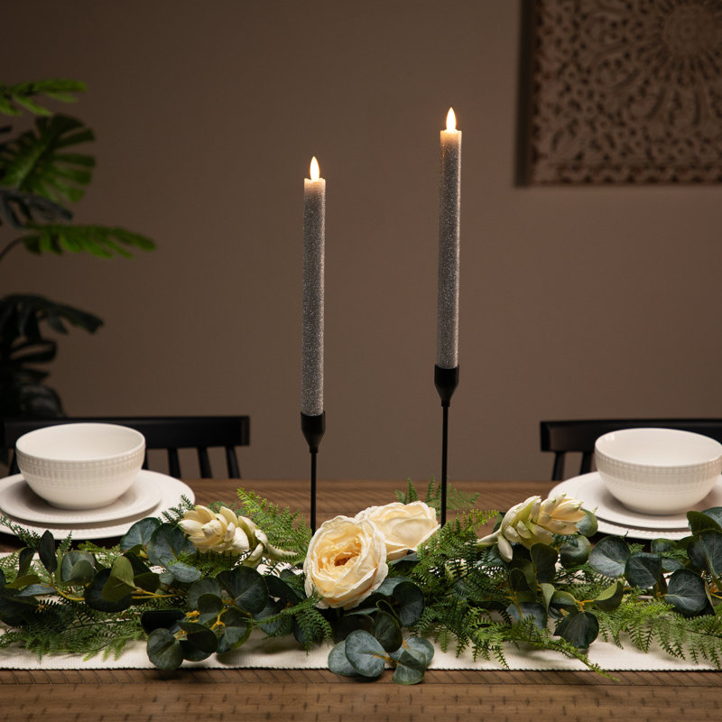 Bougies de Noël effilées sans flamme à DEL 11 po, Argent