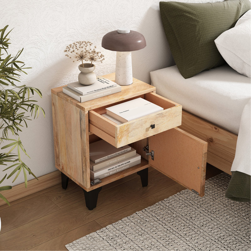 Table de chevet en bois massif, Natural