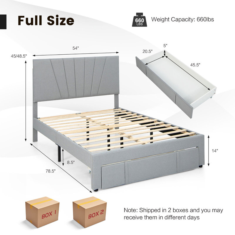 Lametrice Upholstered Platform Storage Bed, Full / Double