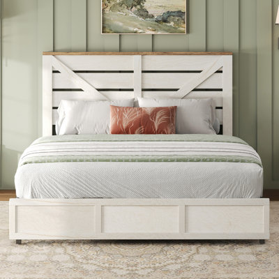 Revan Farmhouse  Platform Bed With Barn Door Design