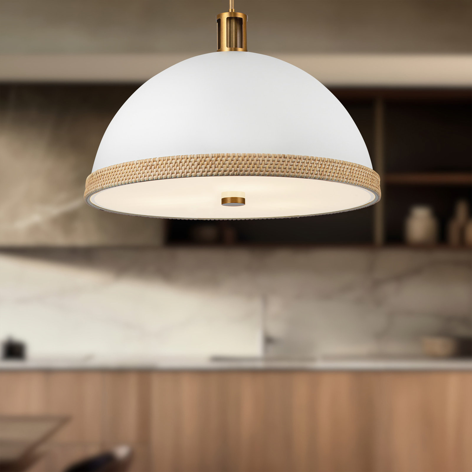 Doral Pendant, Matte White, 16.75"H x 24.25"W x 24.25"D