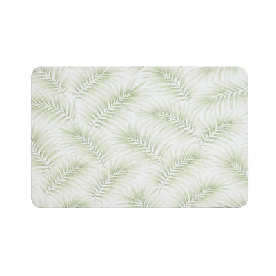  Home Green Carved Palms Diatomite Stone Bath Mat, 16" x 24"