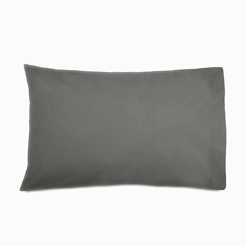 Luxury Soft Brushed Cotton Pillowcase Set - Wrinkle Resistant 225 Thread Count Cotton Rich Standard Size Pillowcase Pair for Bedroom and Guest Room - Easy Care Machine Washable - Solid Grey