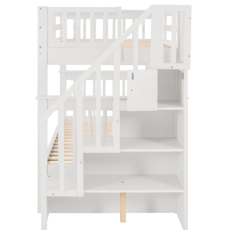 Lit superposé gris Twintwin - Pièce élégante et fonctionnelle avec lit gigogne au design élégant, White