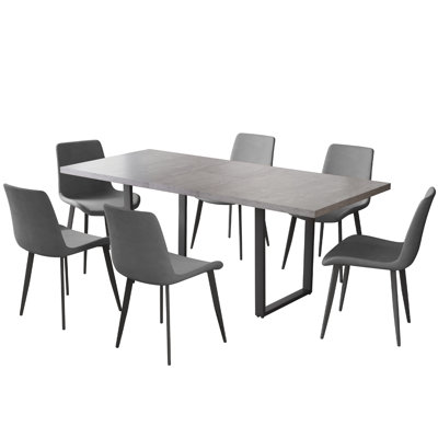 Kloc Extendable Table Kitchen Dining Set for Kitchen Dining Room, Home Furniture Set with Faux Leather Upholstered Dining Chair