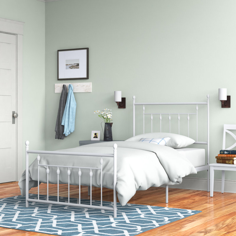 Alderson Metal Open-Frame Bed, White, Twin