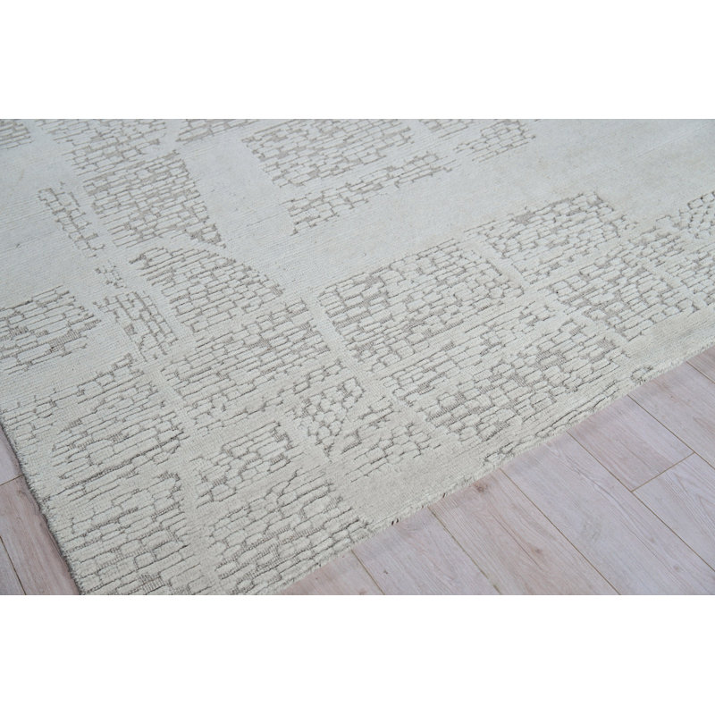 Calexico Wool Abstract Area Rug in Ivory/Beige, Rectangle 8' x 10'