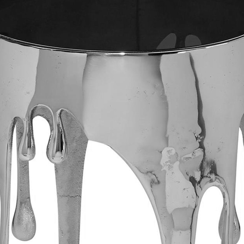Table de bout d'appoint Capri | Plateau en verre 24,75 pouces | Fondu goutte à goutte, Argent argent